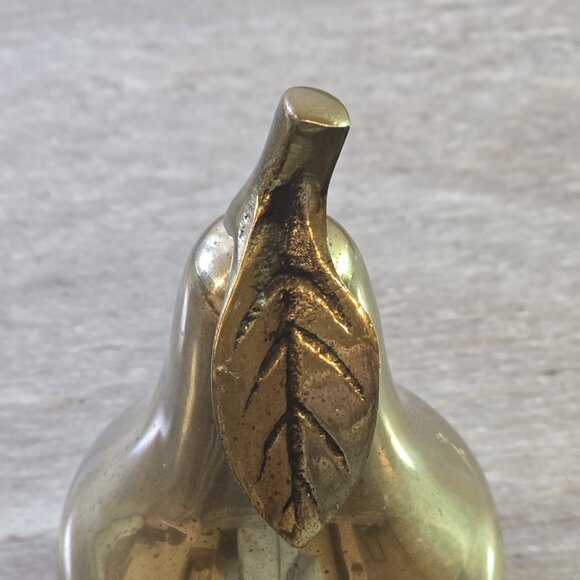 Vintage Russ Berrie Brass Pear Bell • Made in Korea • 4" Solid Brass Fruit Decor - Picture 4 of 5